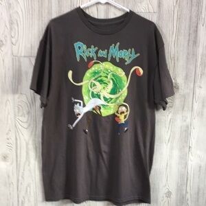 Rick And Morty Portal Mens T-Shirt Large Gray